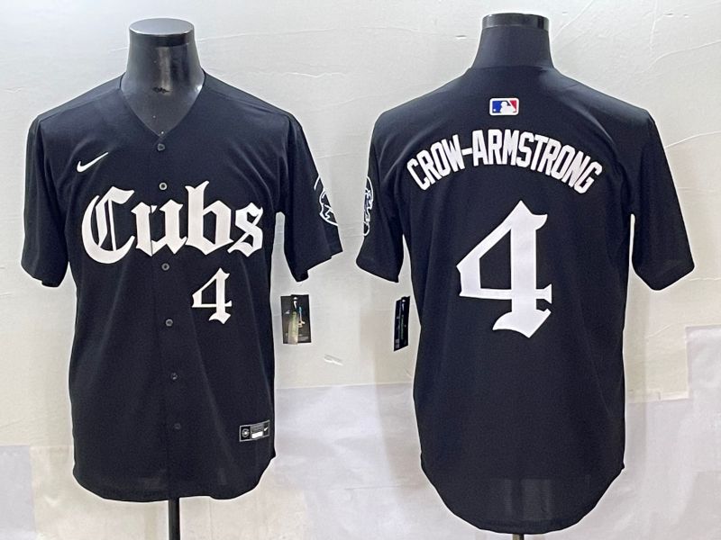 Men 2025 Chicago Cubs #4 Crow-Armstrong Black Five generations Joint Name Nike MLB Jersey style 10->chicago cubs->MLB Jersey